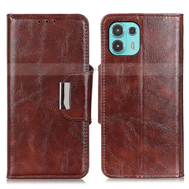 Funda de Cuero Cartera con Soporte Carcasa N04P para Motorola Moto Edge 20 Lite 5G Marron