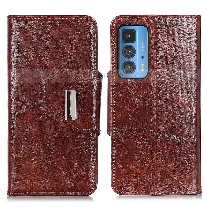 Funda de Cuero Cartera con Soporte Carcasa N04P para Motorola Moto Edge 20 Pro 5G Marron