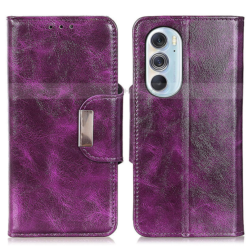 Funda de Cuero Cartera con Soporte Carcasa N04P para Motorola Moto Edge Plus (2022) 5G Morado