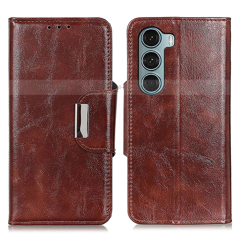 Funda de Cuero Cartera con Soporte Carcasa N04P para Motorola Moto Edge S30 5G Marron