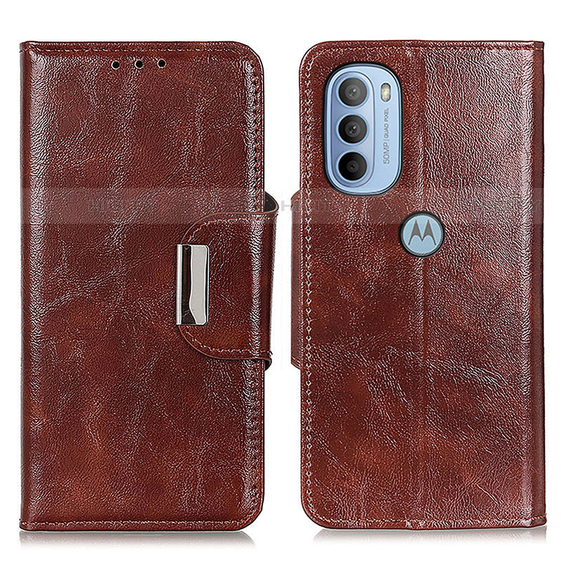 Funda de Cuero Cartera con Soporte Carcasa N04P para Motorola Moto G31 Marron