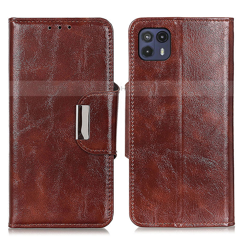 Funda de Cuero Cartera con Soporte Carcasa N04P para Motorola Moto G50 5G Marron