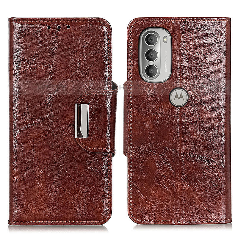 Funda de Cuero Cartera con Soporte Carcasa N04P para Motorola Moto G51 5G Marron