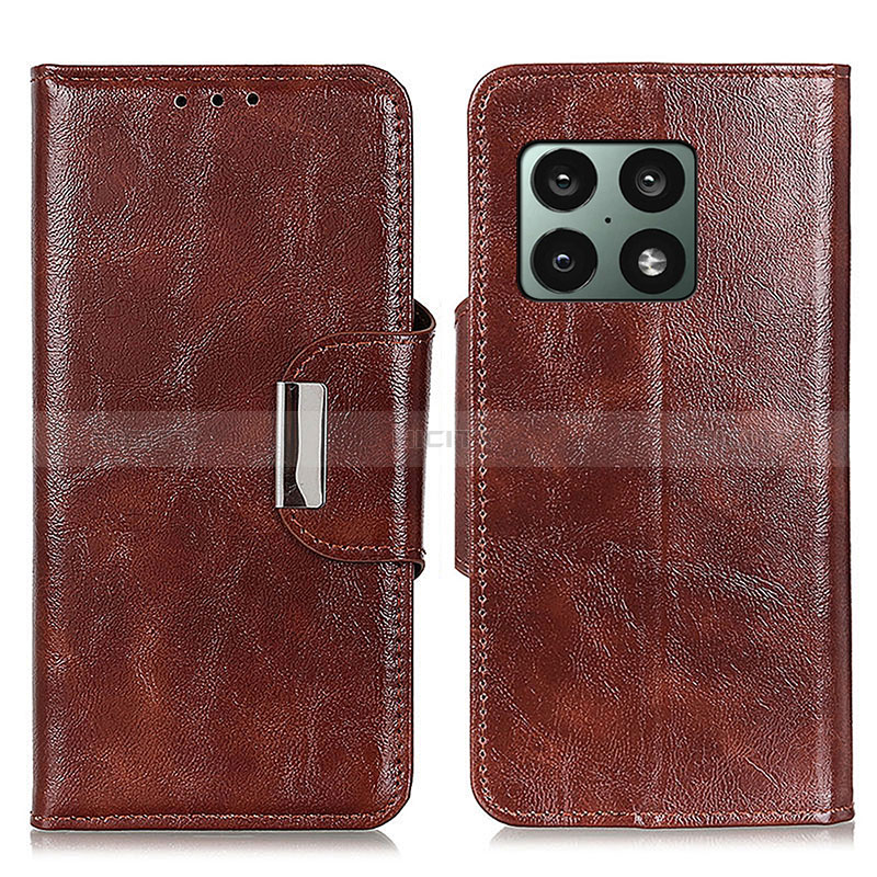 Funda de Cuero Cartera con Soporte Carcasa N04P para OnePlus 10 Pro 5G Marron