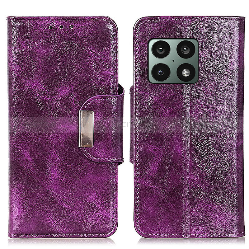 Funda de Cuero Cartera con Soporte Carcasa N04P para OnePlus 10 Pro 5G Morado