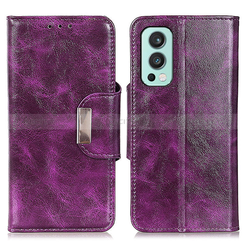 Funda de Cuero Cartera con Soporte Carcasa N04P para OnePlus Nord 2 5G Morado