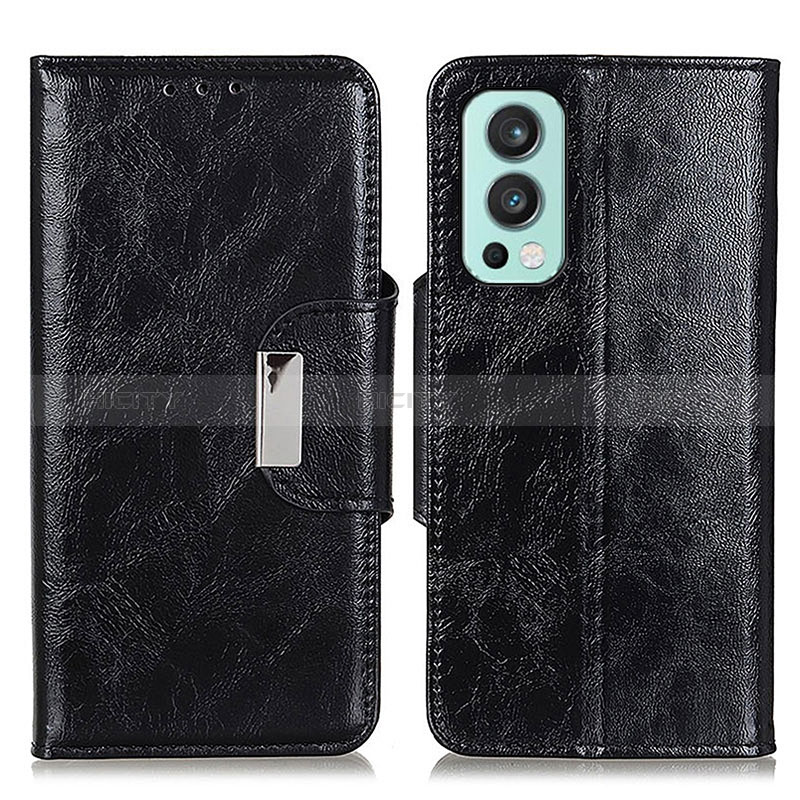 Funda de Cuero Cartera con Soporte Carcasa N04P para OnePlus Nord 2 5G Negro