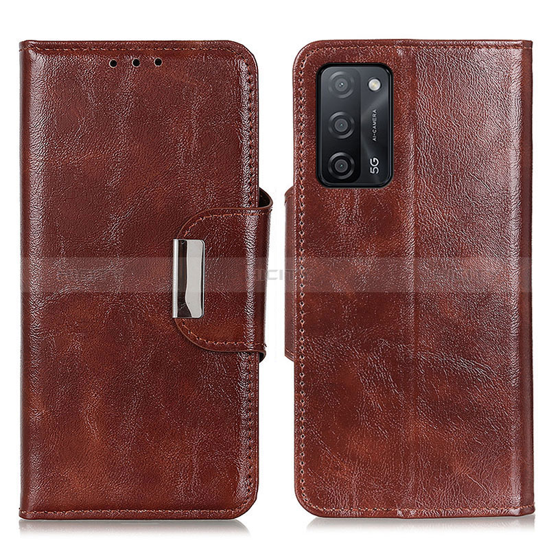 Funda de Cuero Cartera con Soporte Carcasa N04P para Oppo A56 5G Marron