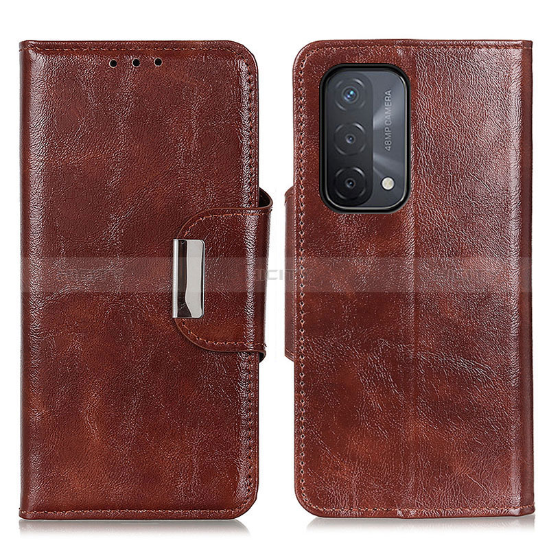 Funda de Cuero Cartera con Soporte Carcasa N04P para Oppo A74 5G Marron