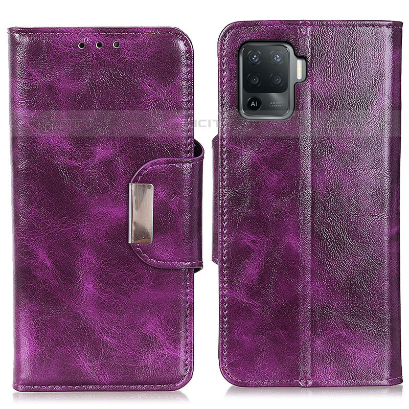 Funda de Cuero Cartera con Soporte Carcasa N04P para Oppo A94 4G Morado