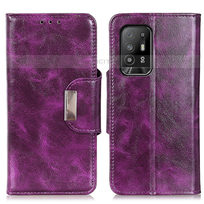 Funda de Cuero Cartera con Soporte Carcasa N04P para Oppo A94 5G Morado