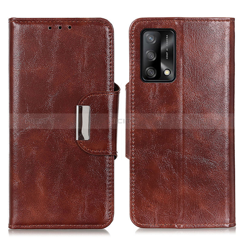 Funda de Cuero Cartera con Soporte Carcasa N04P para Oppo A95 4G Marron