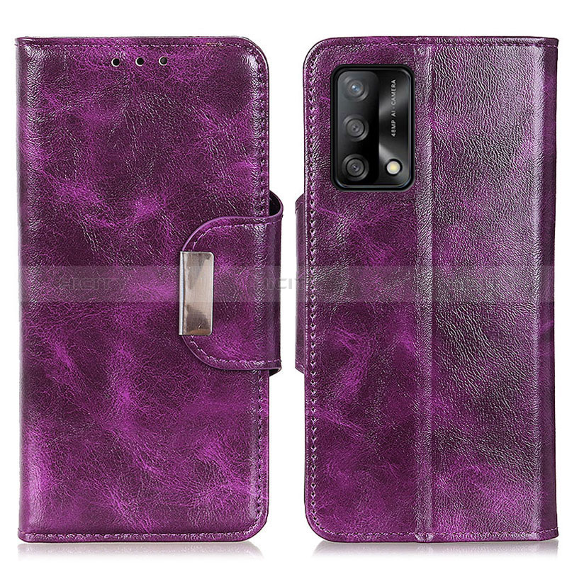 Funda de Cuero Cartera con Soporte Carcasa N04P para Oppo F19 Morado