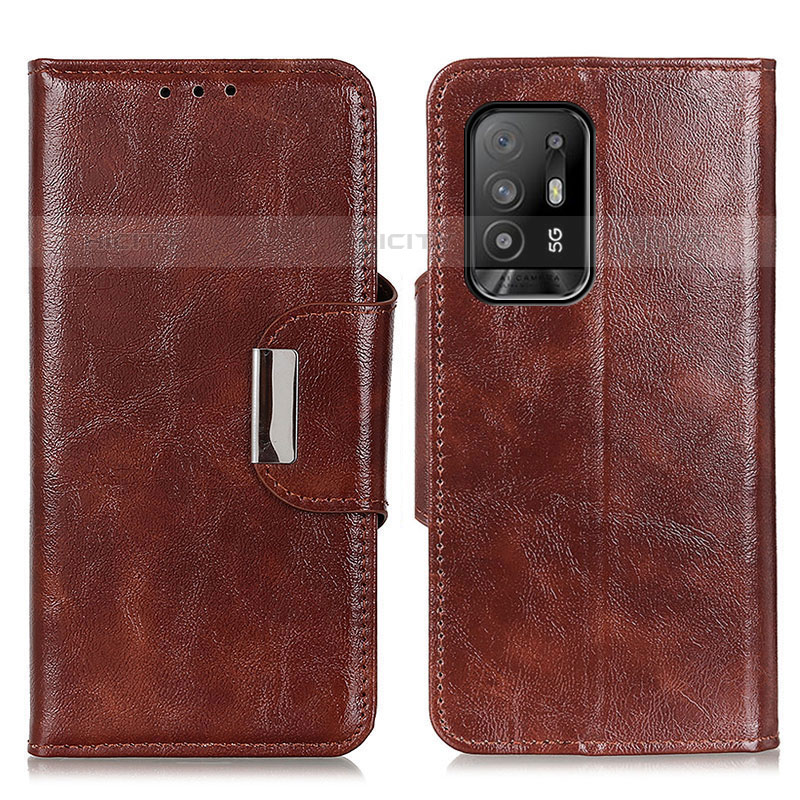 Funda de Cuero Cartera con Soporte Carcasa N04P para Oppo F19 Pro+ Plus 5G Marron