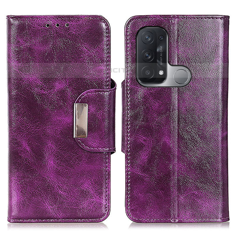 Funda de Cuero Cartera con Soporte Carcasa N04P para Oppo Reno5 A Morado