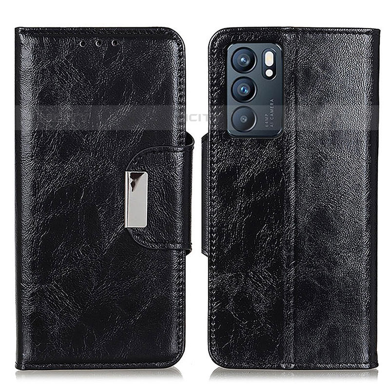 Funda de Cuero Cartera con Soporte Carcasa N04P para Oppo Reno6 5G Negro