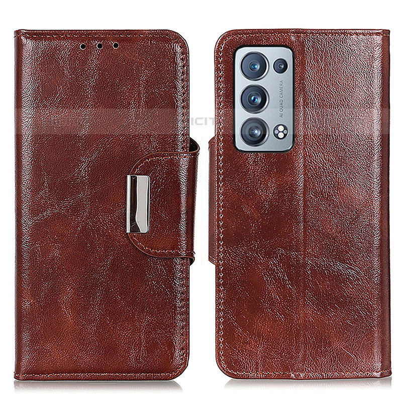 Funda de Cuero Cartera con Soporte Carcasa N04P para Oppo Reno6 Pro 5G Marron