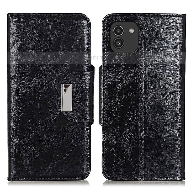 Funda de Cuero Cartera con Soporte Carcasa N04P para Samsung Galaxy A03 Negro