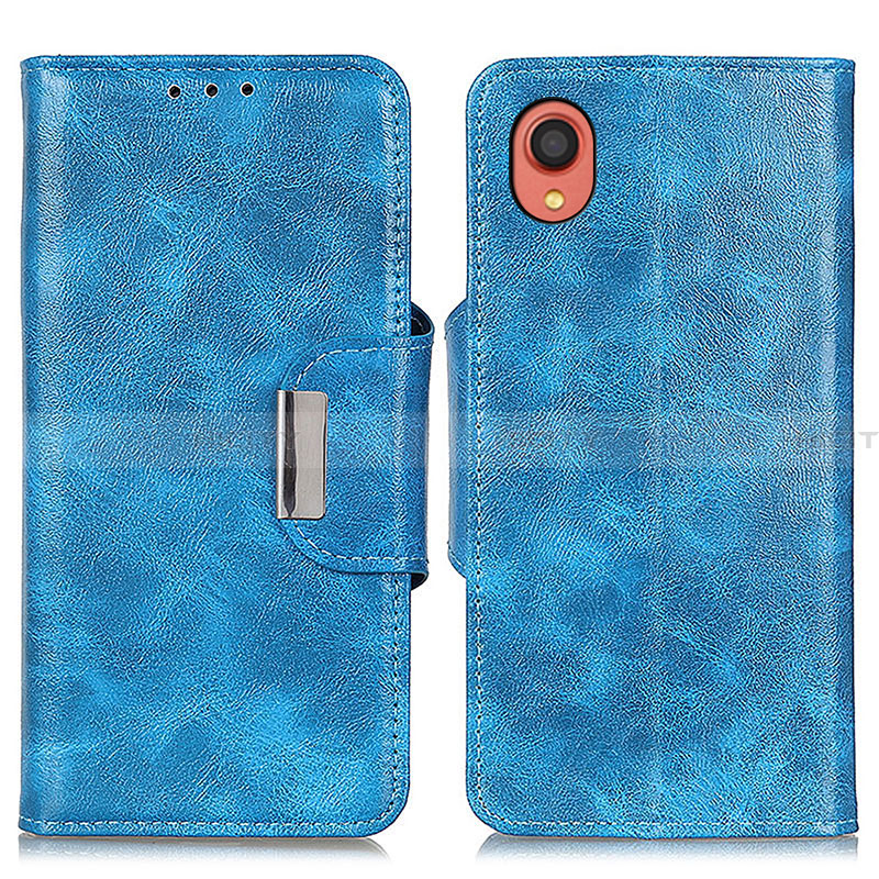 Funda de Cuero Cartera con Soporte Carcasa N04P para Samsung Galaxy A22 5G SC-56B Azul Cielo