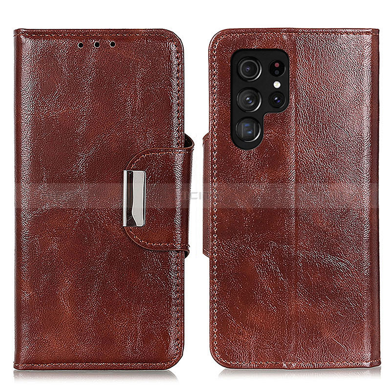 Funda de Cuero Cartera con Soporte Carcasa N04P para Samsung Galaxy S24 Ultra 5G Marron