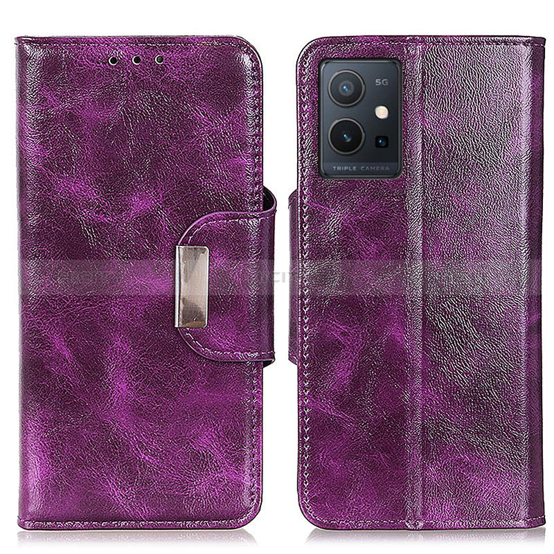 Funda de Cuero Cartera con Soporte Carcasa N04P para Vivo Y52t 5G Morado