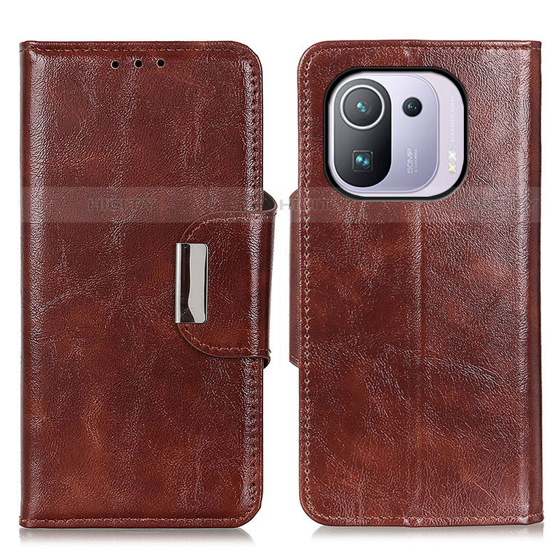 Funda de Cuero Cartera con Soporte Carcasa N04P para Xiaomi Mi 11 Pro 5G Marron