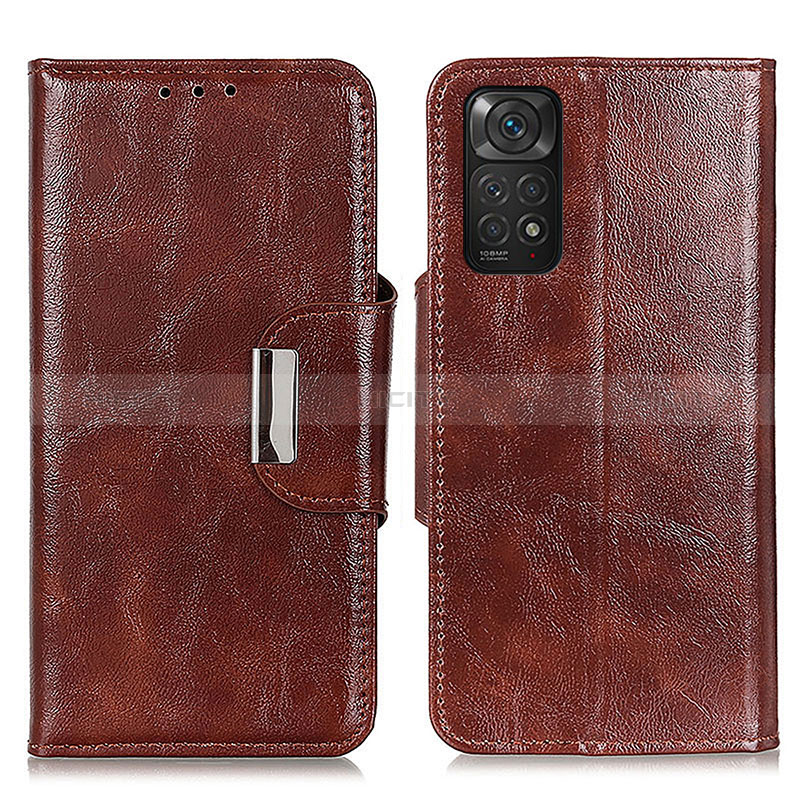 Funda de Cuero Cartera con Soporte Carcasa N04P para Xiaomi Redmi Note 11S 4G Marron