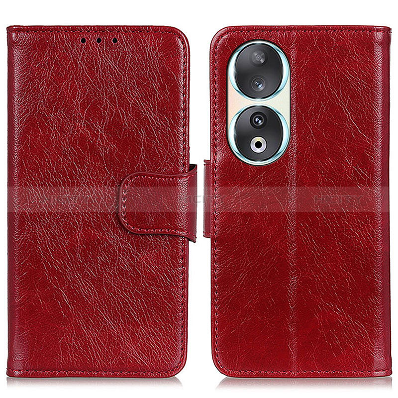 Funda de Cuero Cartera con Soporte Carcasa N05P para Huawei Honor 90 5G Rojo