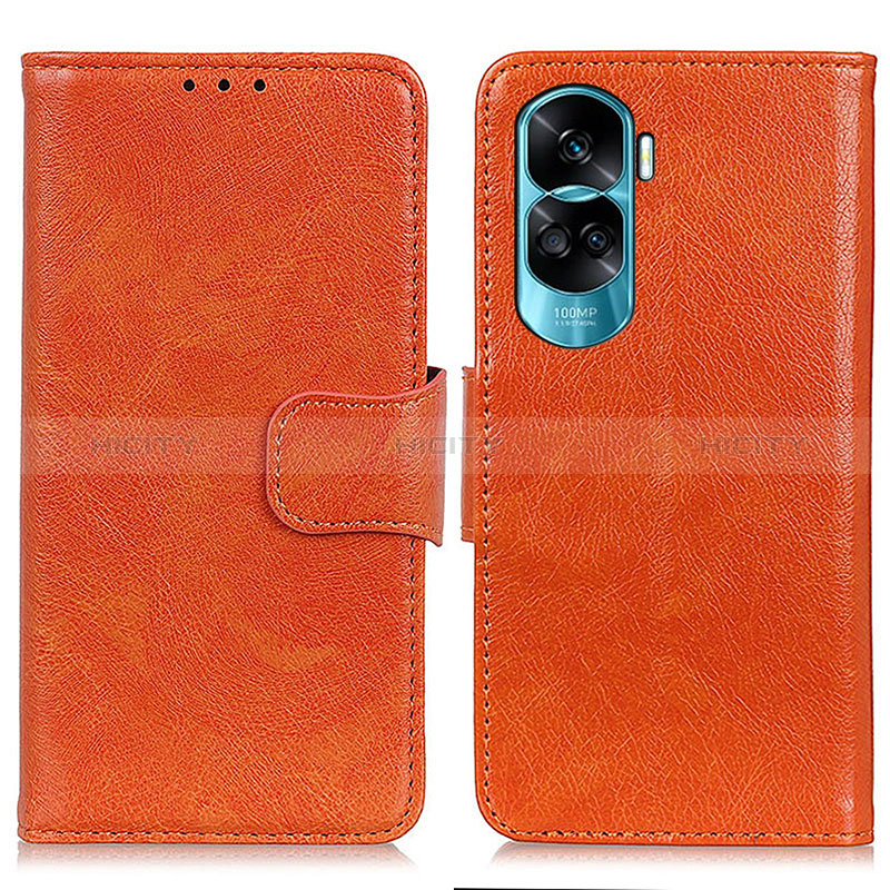 Funda de Cuero Cartera con Soporte Carcasa N05P para Huawei Honor 90 Lite 5G Naranja