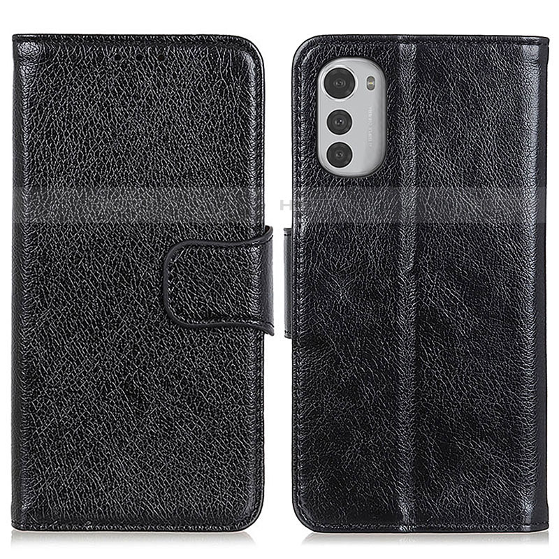 Funda de Cuero Cartera con Soporte Carcasa N05P para Motorola Moto E32 Negro