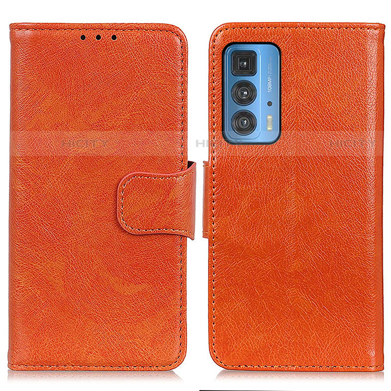 Funda de Cuero Cartera con Soporte Carcasa N05P para Motorola Moto Edge 20 Pro 5G Naranja