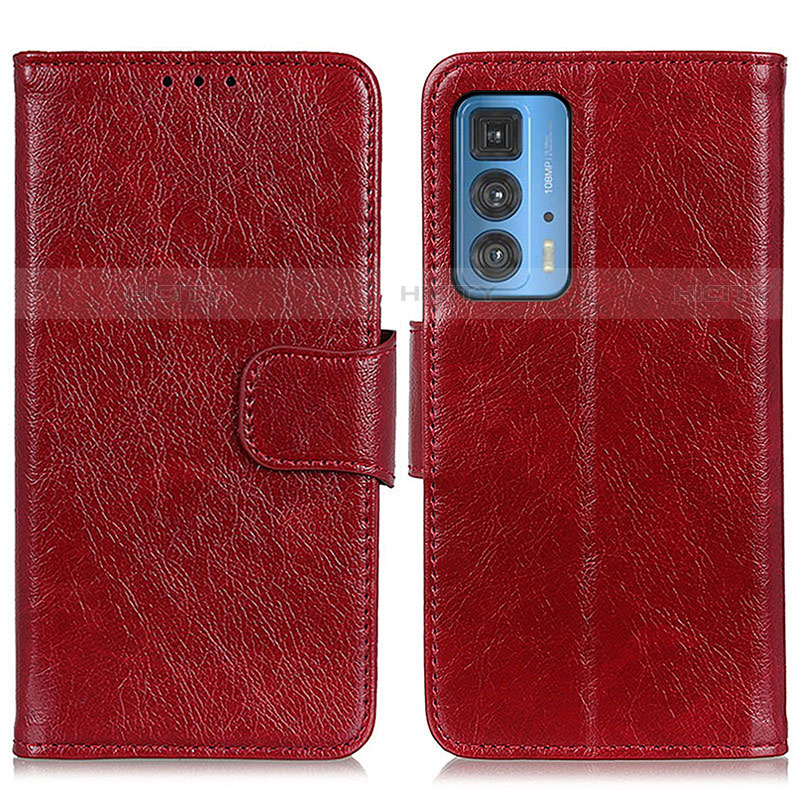 Funda de Cuero Cartera con Soporte Carcasa N05P para Motorola Moto Edge 20 Pro 5G Rojo