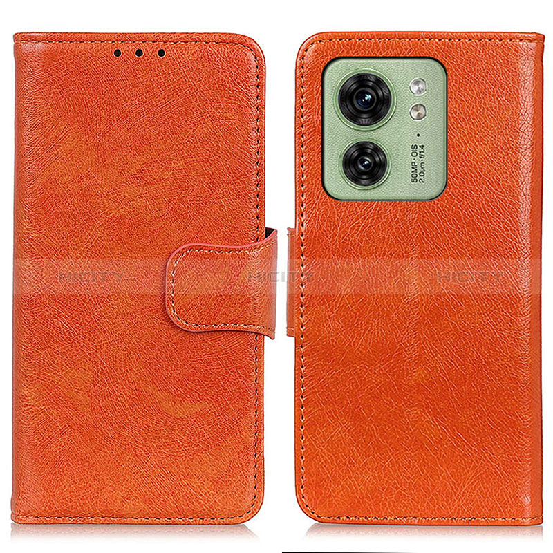 Funda de Cuero Cartera con Soporte Carcasa N05P para Motorola Moto Edge (2023) 5G Naranja