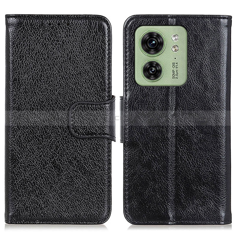 Funda de Cuero Cartera con Soporte Carcasa N05P para Motorola Moto Edge (2023) 5G Negro