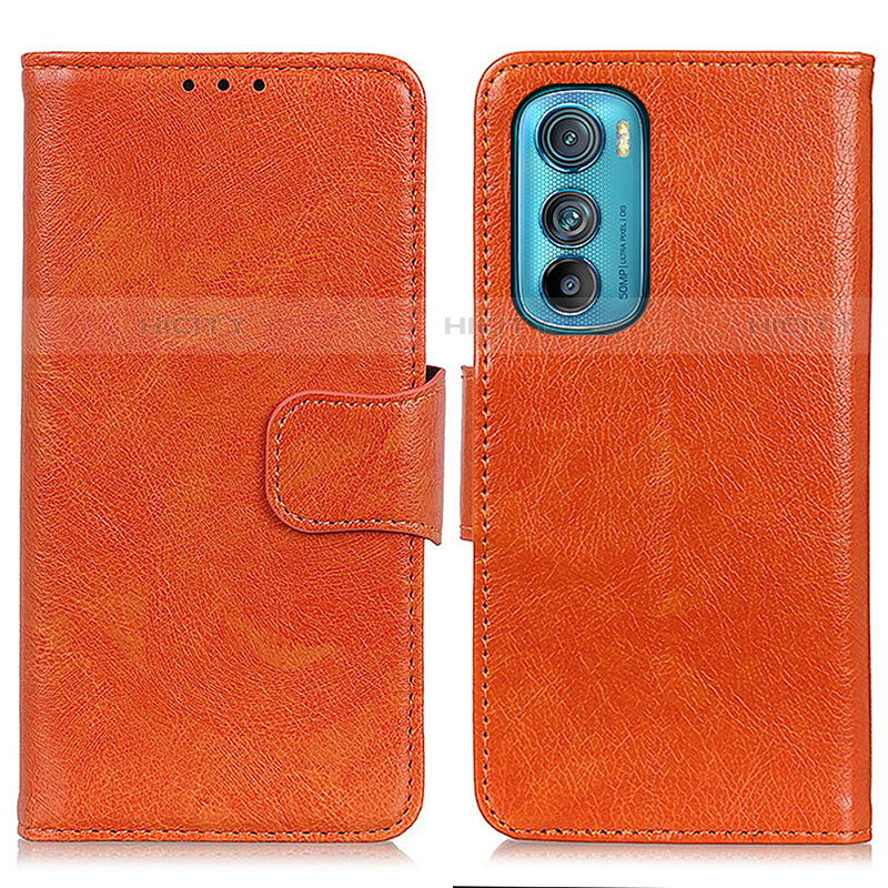 Funda de Cuero Cartera con Soporte Carcasa N05P para Motorola Moto Edge 30 5G Naranja