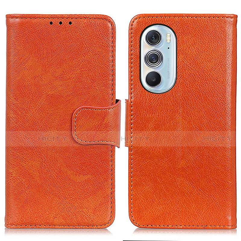 Funda de Cuero Cartera con Soporte Carcasa N05P para Motorola Moto Edge 30 Pro 5G Naranja