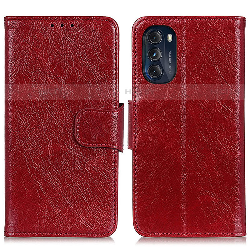 Funda de Cuero Cartera con Soporte Carcasa N05P para Motorola Moto G 5G (2022) Rojo