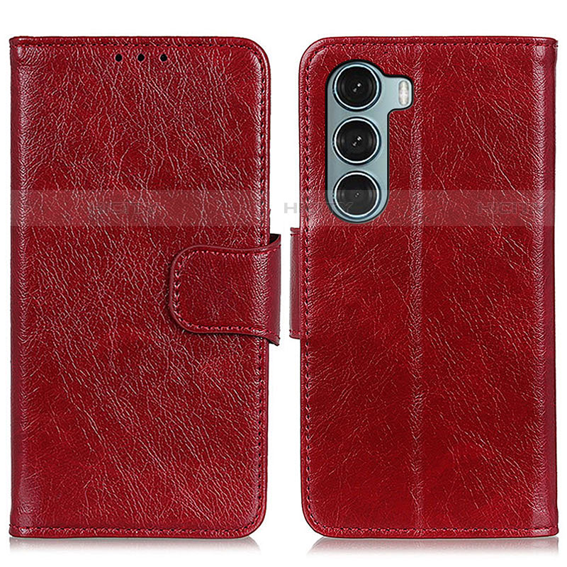 Funda de Cuero Cartera con Soporte Carcasa N05P para Motorola Moto G200 5G Rojo