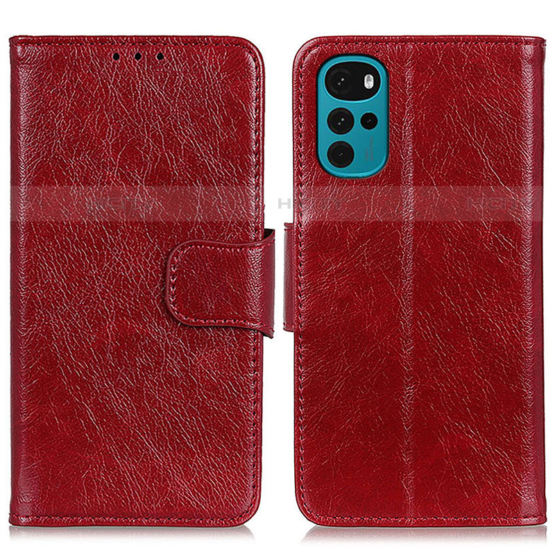 Funda de Cuero Cartera con Soporte Carcasa N05P para Motorola Moto G22 Rojo