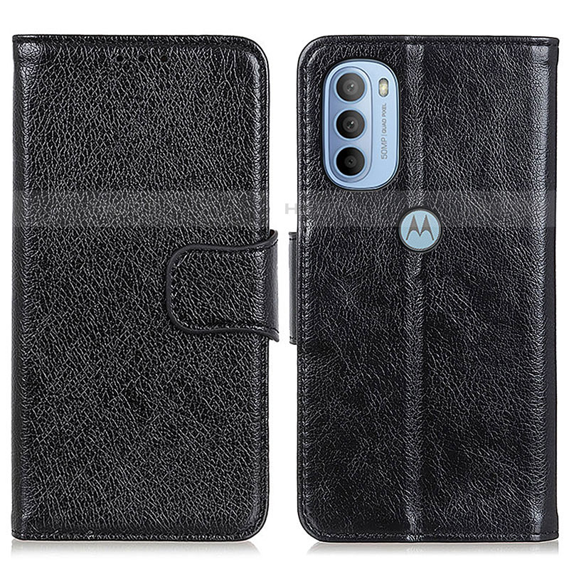 Funda de Cuero Cartera con Soporte Carcasa N05P para Motorola Moto G41 Negro