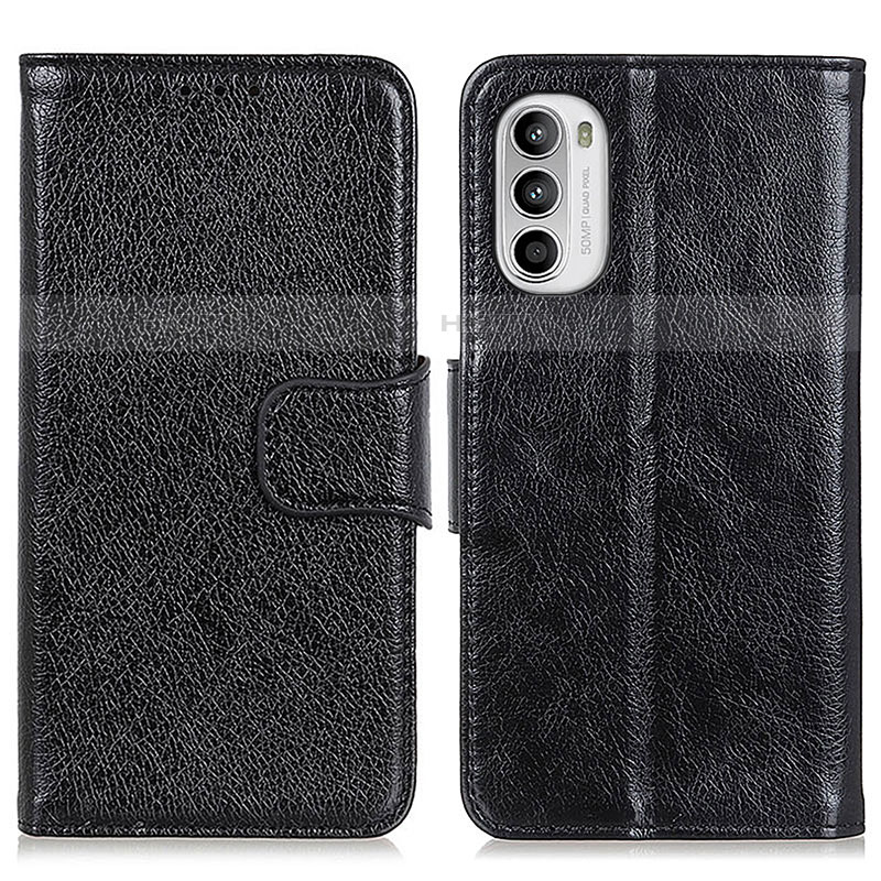 Funda de Cuero Cartera con Soporte Carcasa N05P para Motorola MOTO G52 Negro