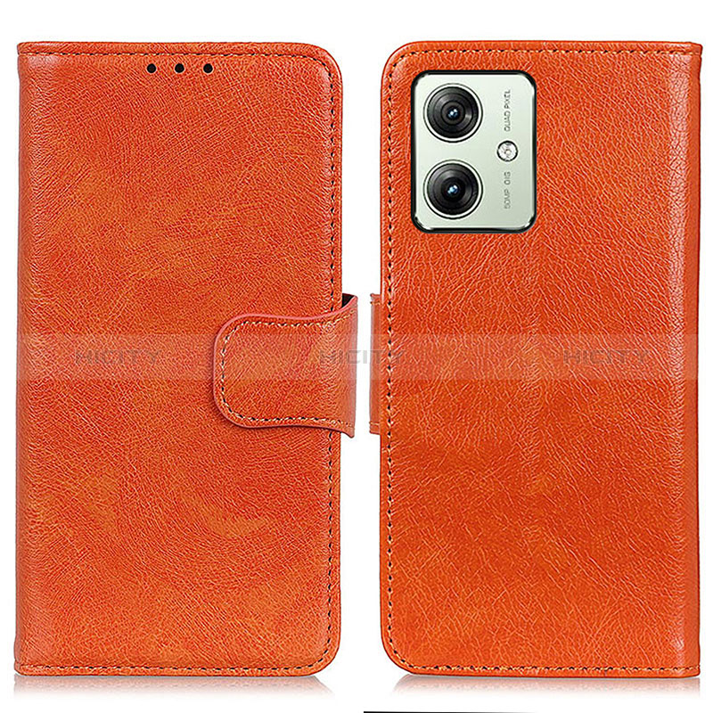 Funda de Cuero Cartera con Soporte Carcasa N05P para Motorola Moto G54 5G Naranja