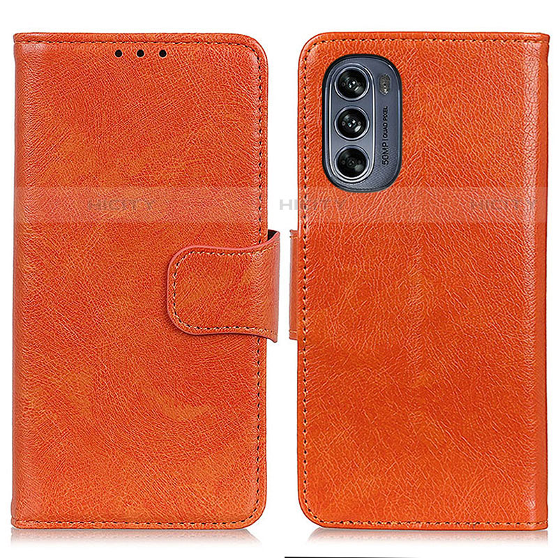 Funda de Cuero Cartera con Soporte Carcasa N05P para Motorola Moto G62 5G Naranja