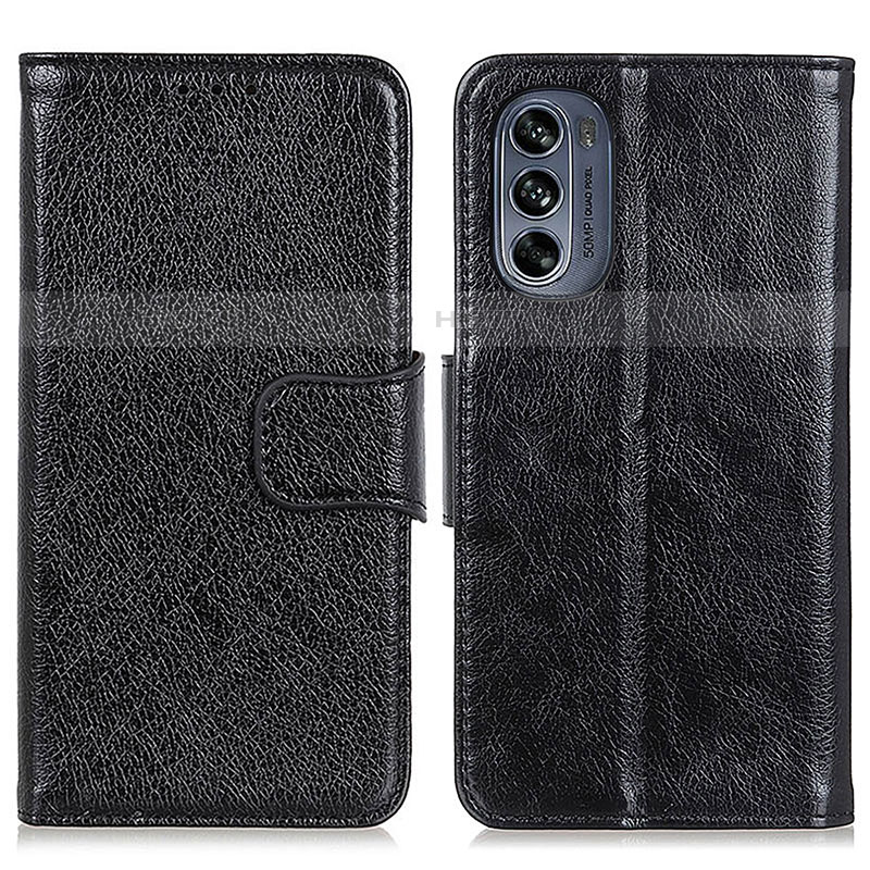 Funda de Cuero Cartera con Soporte Carcasa N05P para Motorola Moto G62 5G Negro