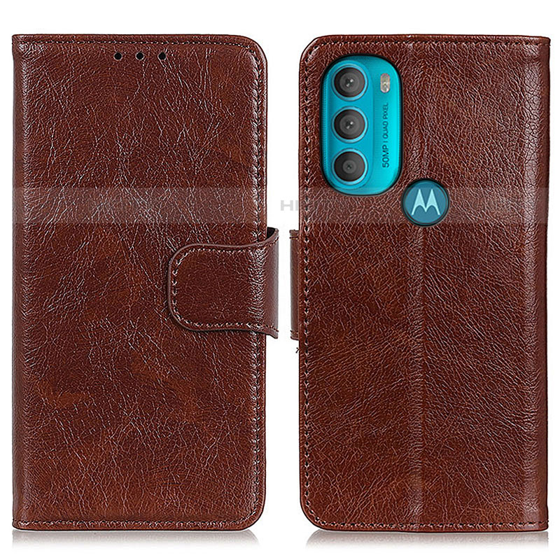 Funda de Cuero Cartera con Soporte Carcasa N05P para Motorola Moto G71 5G Marron