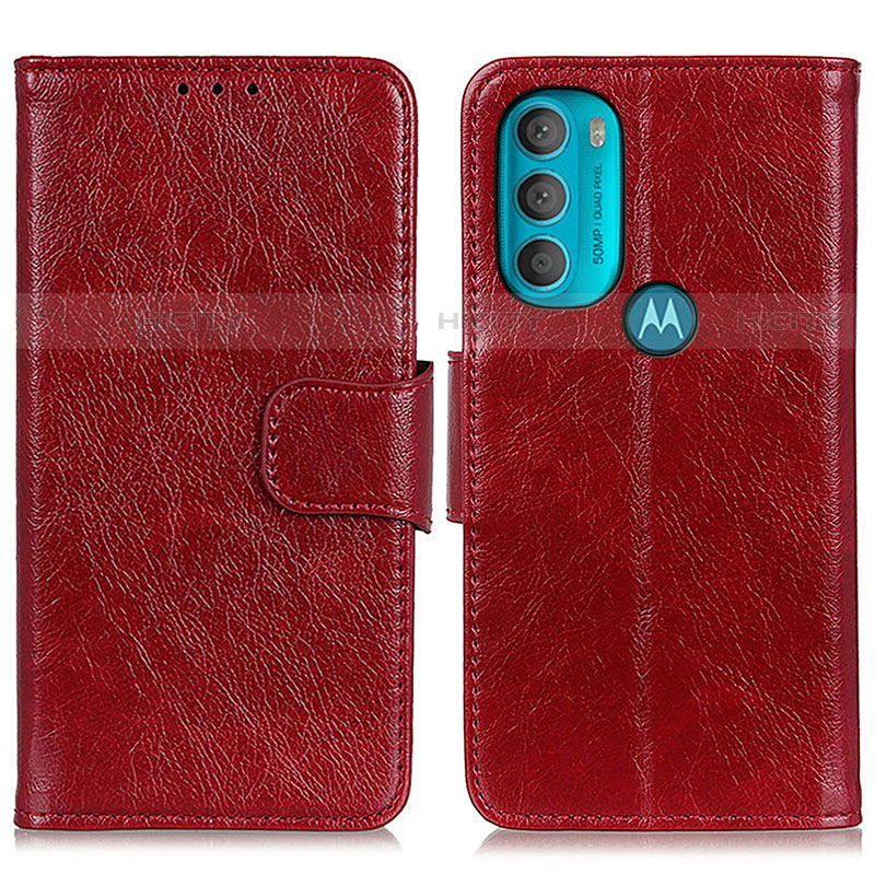 Funda de Cuero Cartera con Soporte Carcasa N05P para Motorola Moto G71 5G Rojo