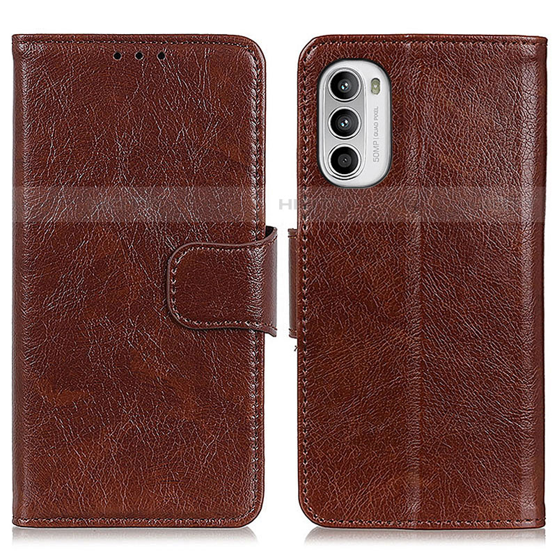 Funda de Cuero Cartera con Soporte Carcasa N05P para Motorola Moto G71s 5G Marron