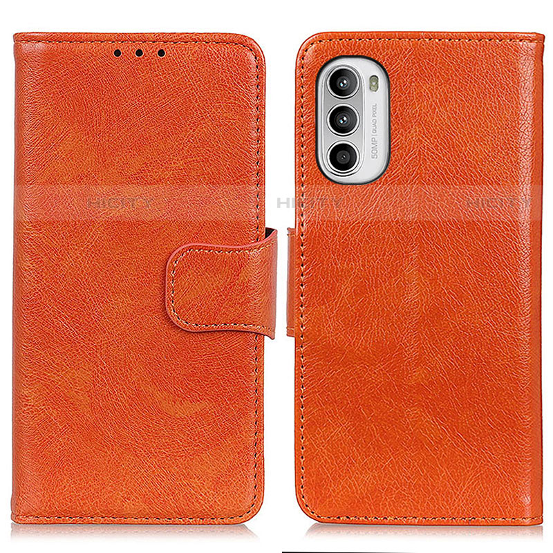 Funda de Cuero Cartera con Soporte Carcasa N05P para Motorola Moto G82 5G Naranja