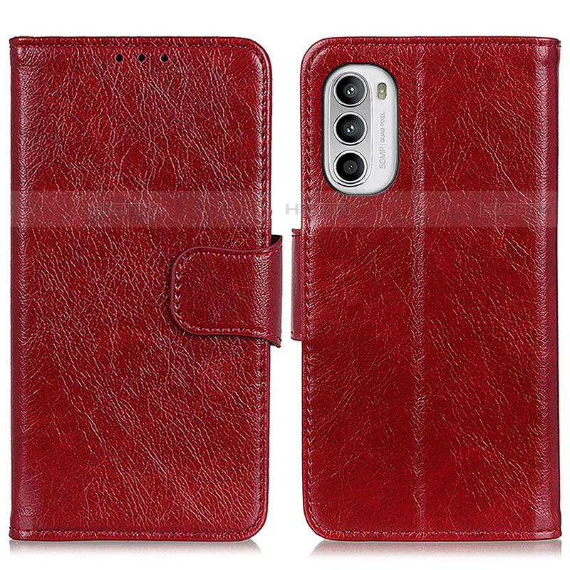 Funda de Cuero Cartera con Soporte Carcasa N05P para Motorola Moto G82 5G Rojo