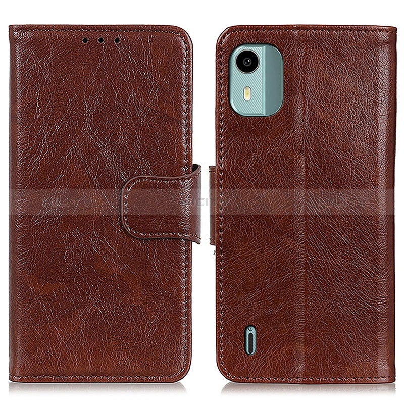 Funda de Cuero Cartera con Soporte Carcasa N05P para Nokia C12 Plus Marron